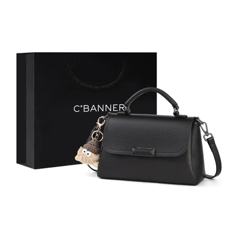 C°BANNER Cow Leather With Synthetic Leather Crossbody Bag, Handbag Regular Women's Black/Khaki/Dusty Blue/Ecru-5