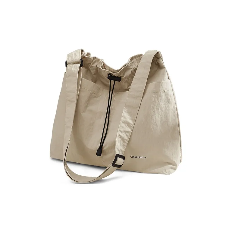 CinvaiKrose Fabric Shopping Bag Tote Bag Shoulder Bag Large Size Women's Ecru/Black-1