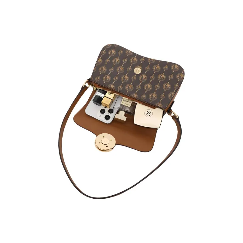 TTaG．baG PVC Shoulder Bag Regular Women's White/Brown-5