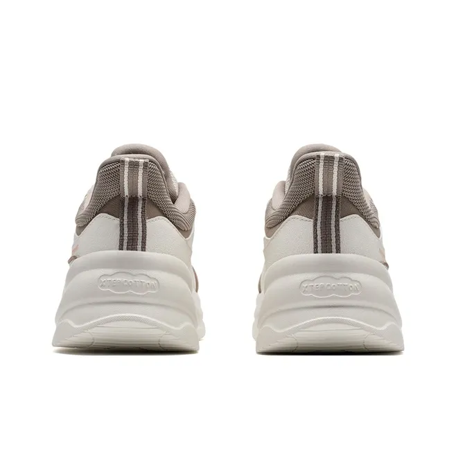 XTEP Cotton Candy Height Increasing Low Top Casual Shoes Women's White Sand Gray/Cool Tea Brown-3