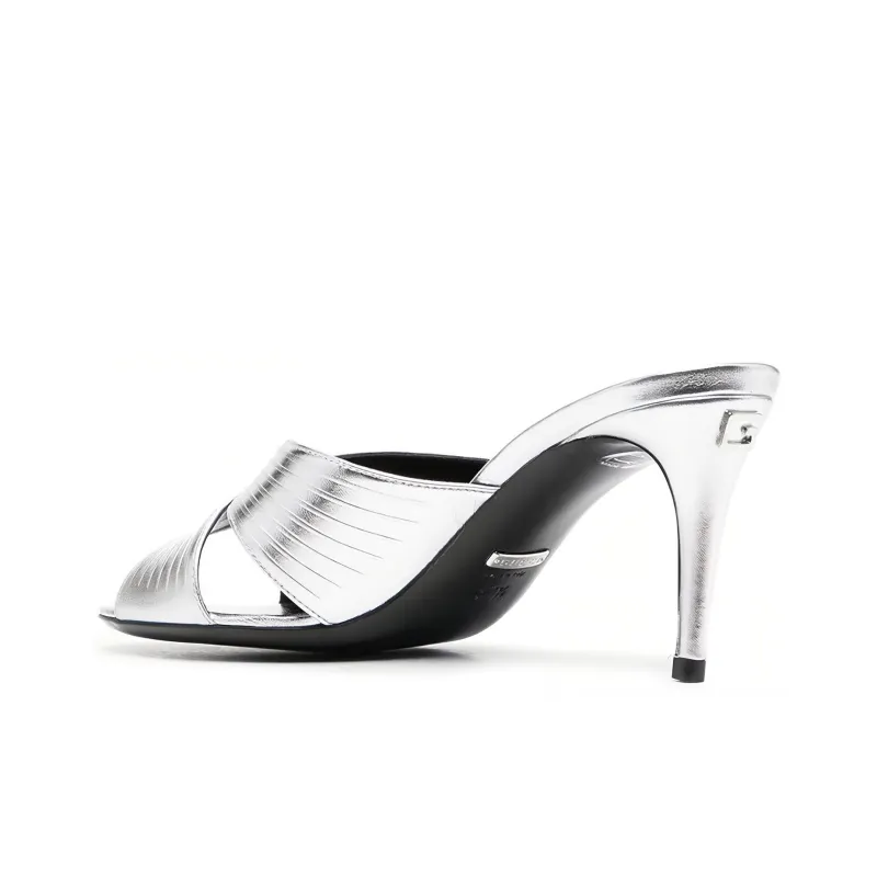 GUCCI Slide Slippers 8cm Women's Silver-3
