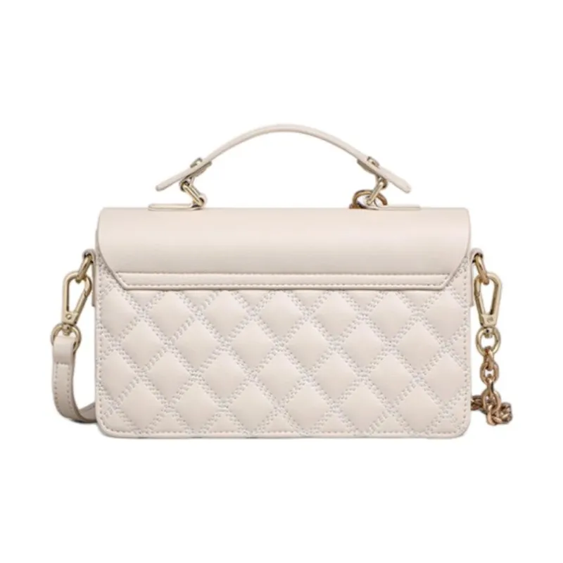 C°BANNER Cow Leather With Synthetic Leather Small Square Bag, One Shoulder Handbag Regular Women's Ecru-5