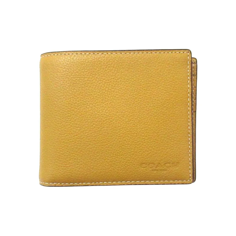 COACH 3 IN 1 Wallet Litchi Grain Cow Leather Money Clip Card Holder Wallet Men's Umber-1