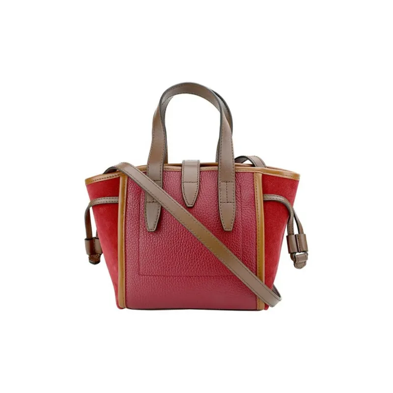 Furla Net Collection Calfskin Suede Tote Bag Shopping Bag Shoulder Bag Handbag Mini Women's Red-2