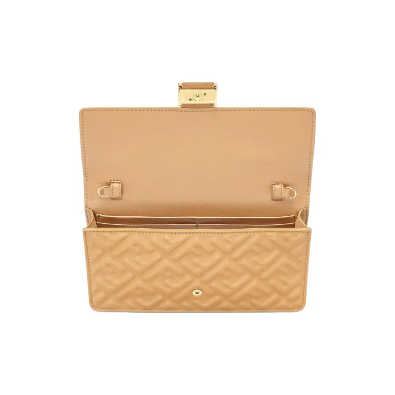 FENDI Baguette Lambskin Portable Crossbody Bag Shoulder Bag Women's Light Brown-3