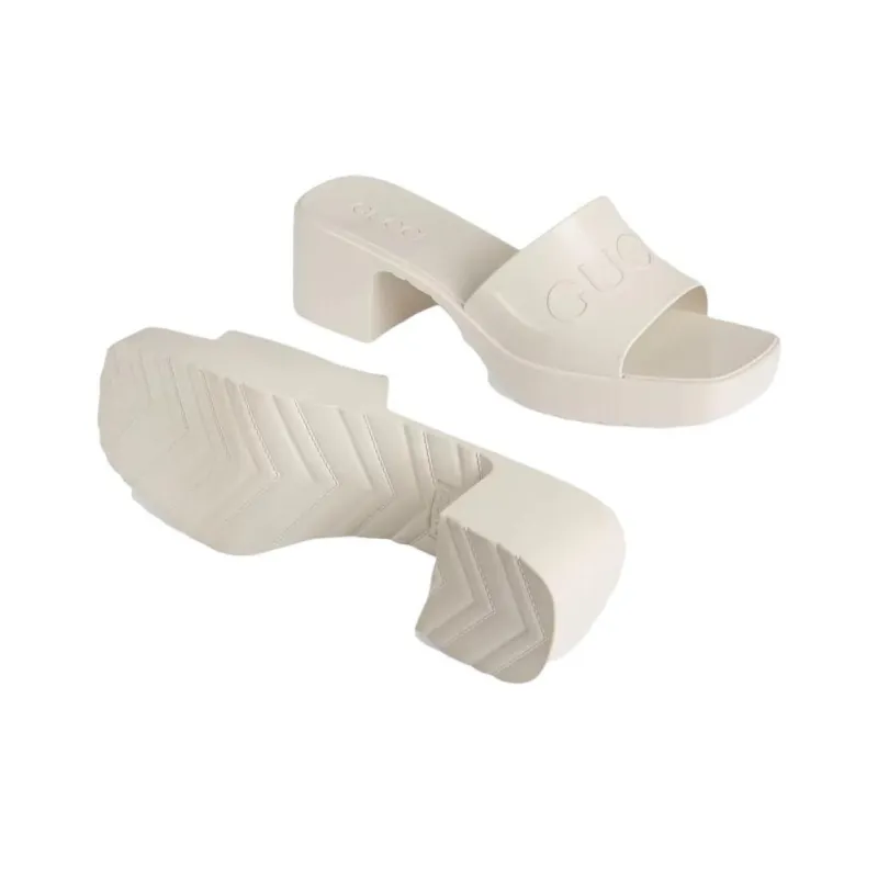 GUCCI 60mm Slide Sandal White Rubber Women's-4