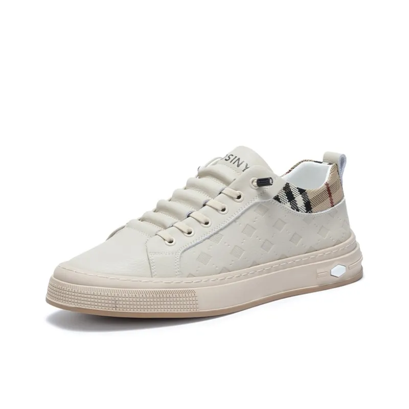 JOSINY Lightweight And Breathable Low-Top Skateboard Shoes Men's White Black-11