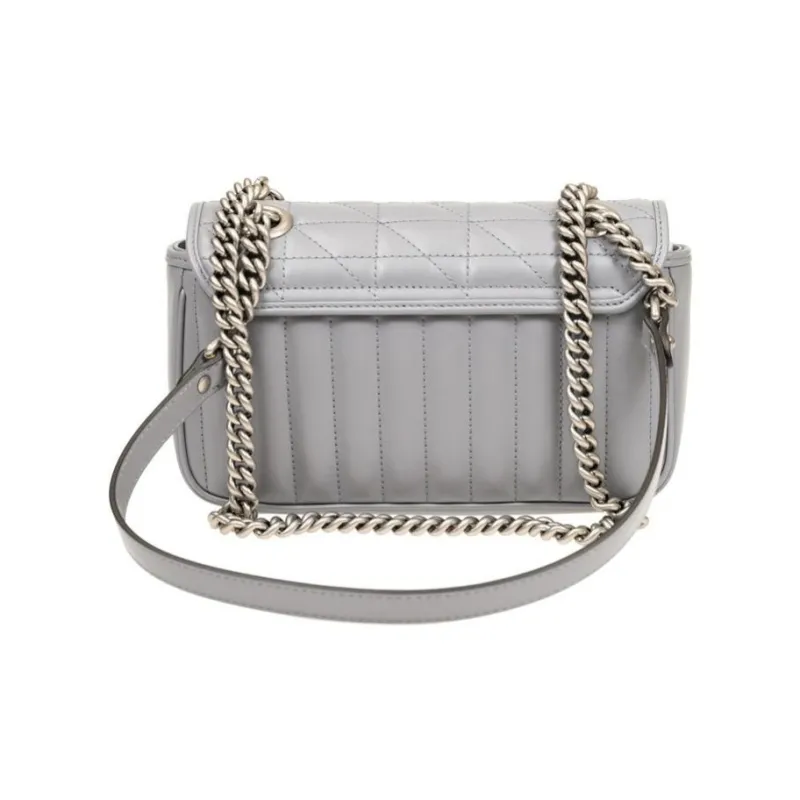 GUCCI GG Marmont Leather Crossbody Bags Shoulder Bags Mini Women's Gray-2