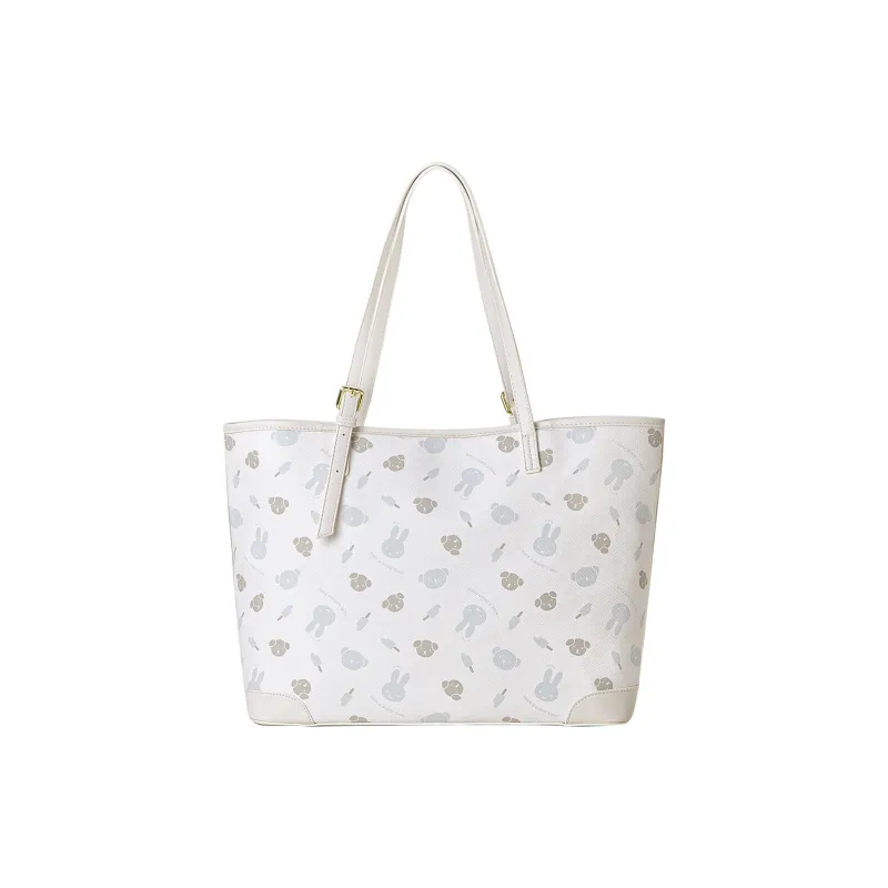 Miffy Synthetic Leather Portable Tote Shoulder Bag Women's Khaki/Ecru-12