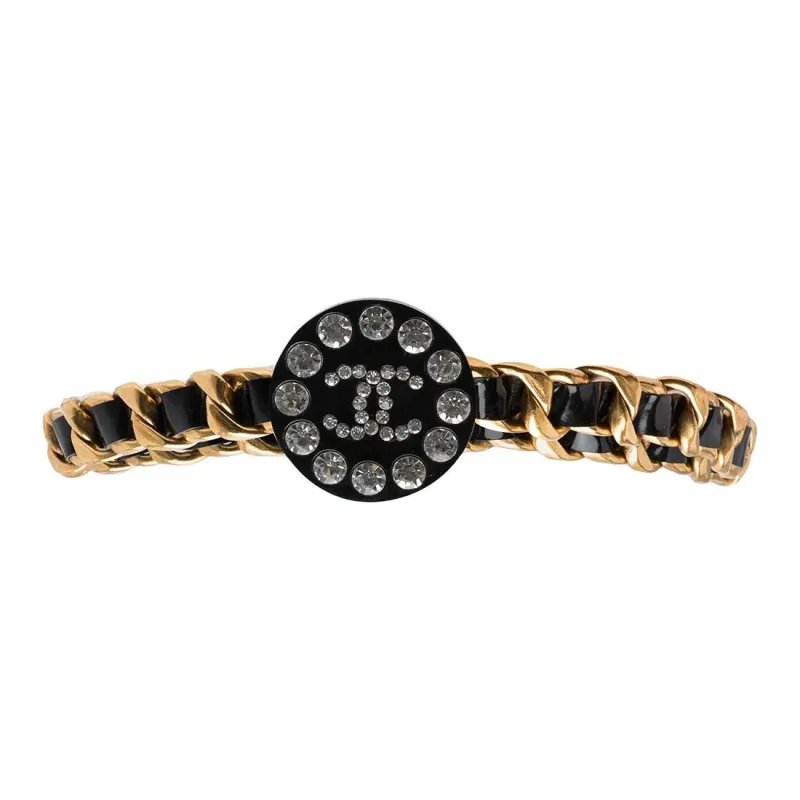 CHANEL 1980 1990s Cc Rhinestone embellished Belt-1