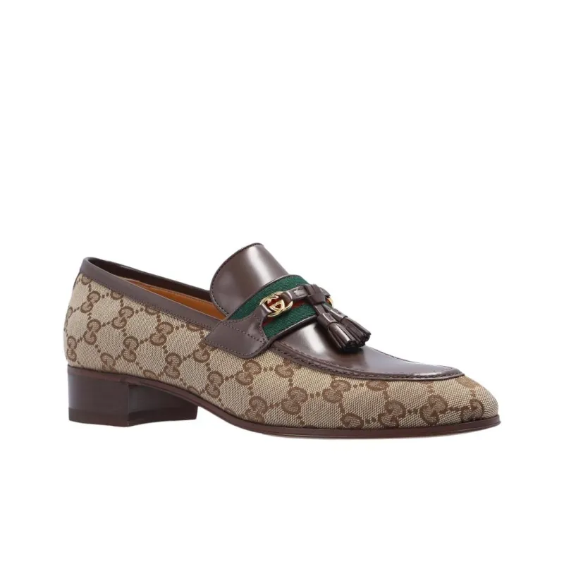 GUCCI Tassel-detail GG Canvas Loafers-2