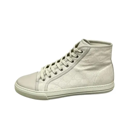 GUCCI Canvas Shoes Men High-Top White