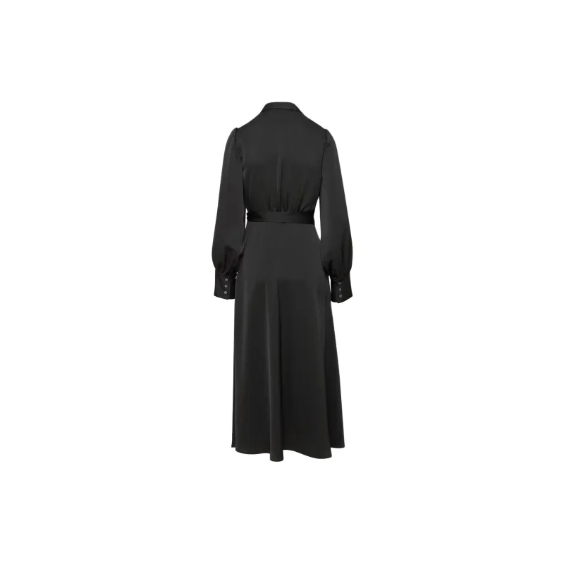 ARITZIA Babaton Hyde Satin Midi Dress Long-Sleeved Dresses Women's BLACK/Black-1