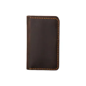 Back Step Top Grain Cow Leather Coin Purses Card Holders Regular Unisex Coffee/Black/Peacock Blue