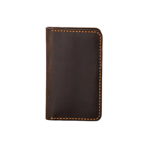 Back Step Top Grain Cow Leather Coin Purses Card Holders Regular Unisex Coffee/Black/Peacock Blue
