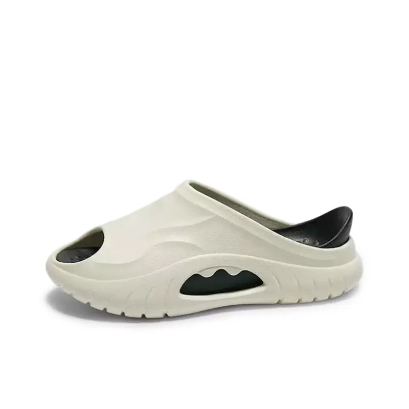 RUN MANNER Quiet Slip Resistant Odor Resistant Abrasion Resistant Slide Slippers Men's White-0