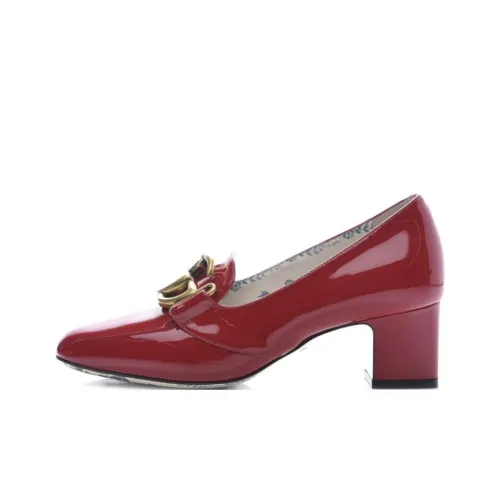 GUCCI Patent Leather Mid-heel Pumps With Double G