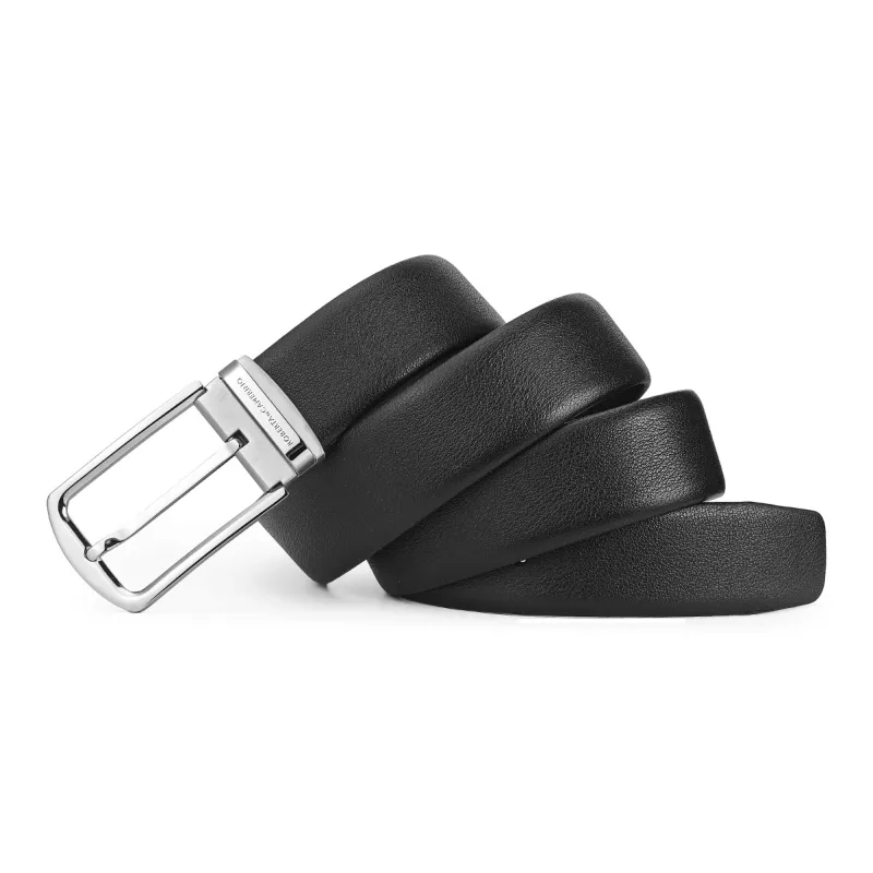 ROBERTA DI CAMERINO Top Grain Cow Leather Belts Men's Black Width 3.45cm-2
