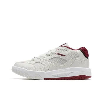 XTEP YXNAVI Map Lightweight Mid-Top Skateboard Shoes Women's Sail White/Deep Apricot Red