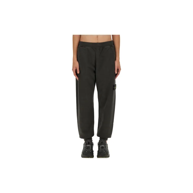 STONE ISLAND Logo Patch Tapered Leg Sweatpants-1