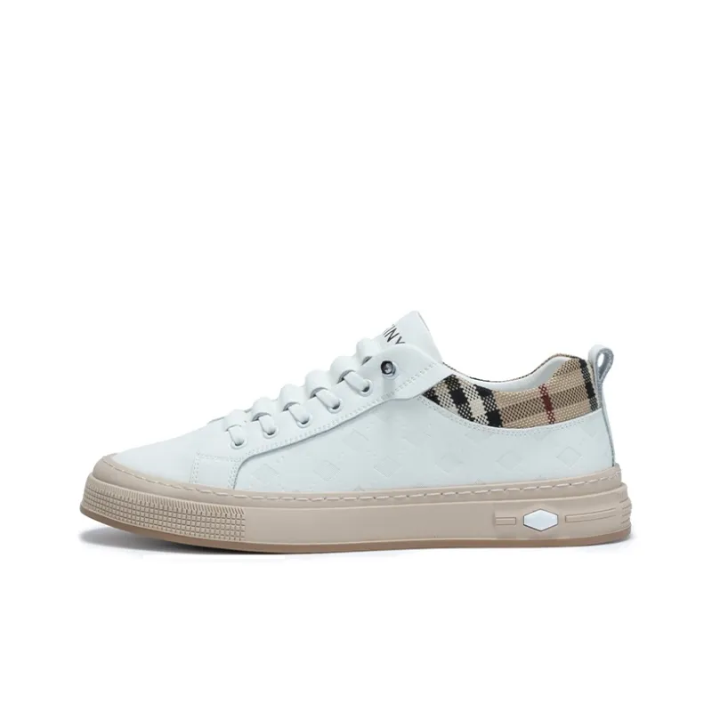 JOSINY Lightweight And Breathable Low-Top Skateboard Shoes Men's White Black-15