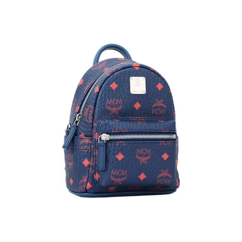 MCM PVC Backpack Women's Dark Blue-1
