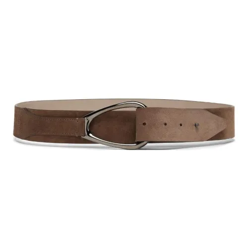 Brunello Cucinelli Logo-buckle Suede Belt