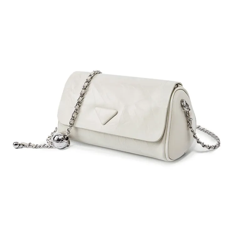Carnival Keep Top Grain Cow Leather Pillow Shoulder Bag Regular Women's White/Black-1