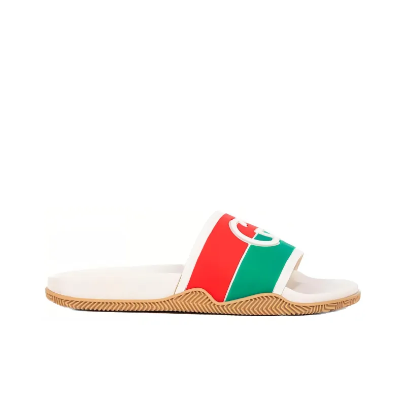 GUCCI Interlocking G Web Stripe Slides-1