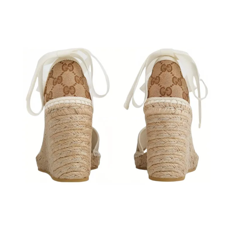 GUCCI Gg Espadrille With Patch Beige White Women's-4