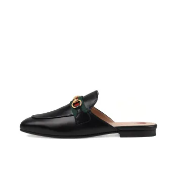 GUCCI Princetown Slipper Black Web Leather Women's