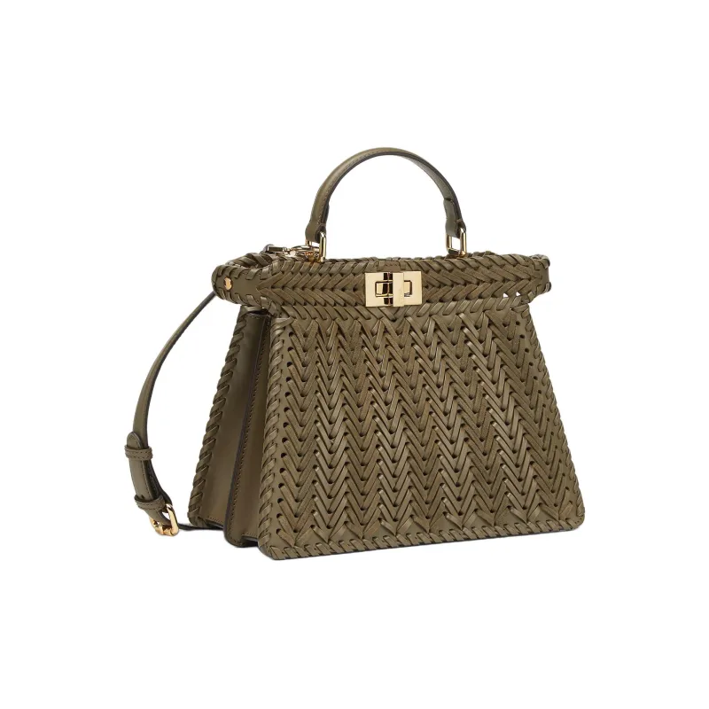 FENDI Peekaboo ISeeU Suede Shoulder Bag, Crossbody Bag, Handbag Trumpets Women's Green-1