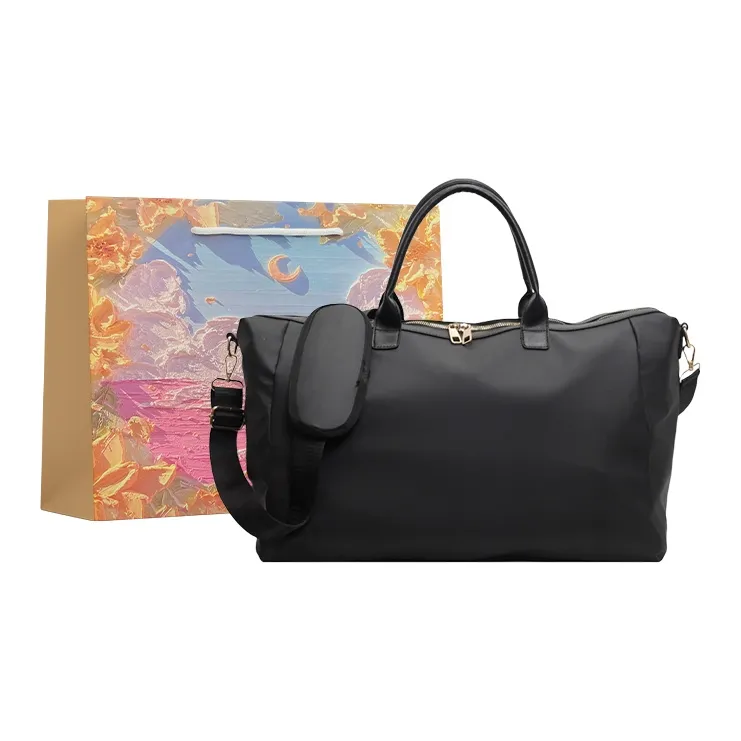 BRINCH Nylon Fabric Crossbody Shoulder Bag Women's Black/Gray/Pink-0