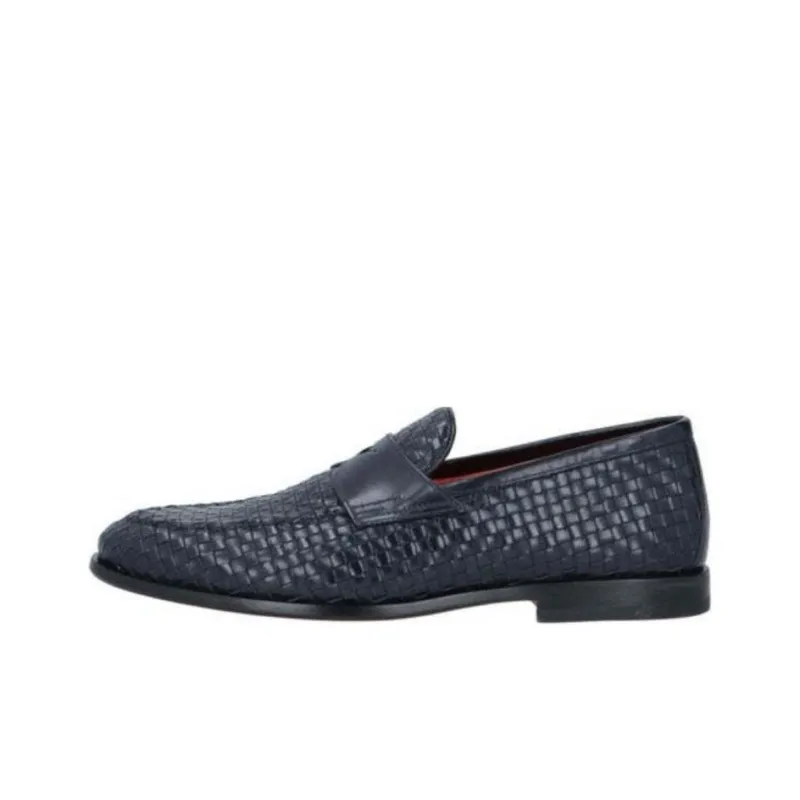Santoni Almond Toe Woven Penny Loafers-0