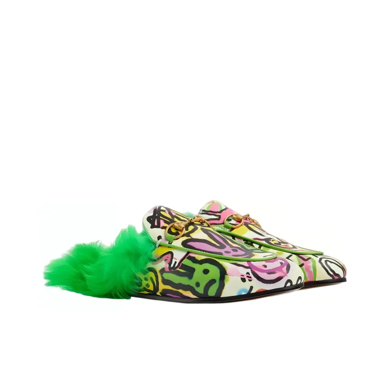 GUCCI Princetown Graffiti-print Slippers-1