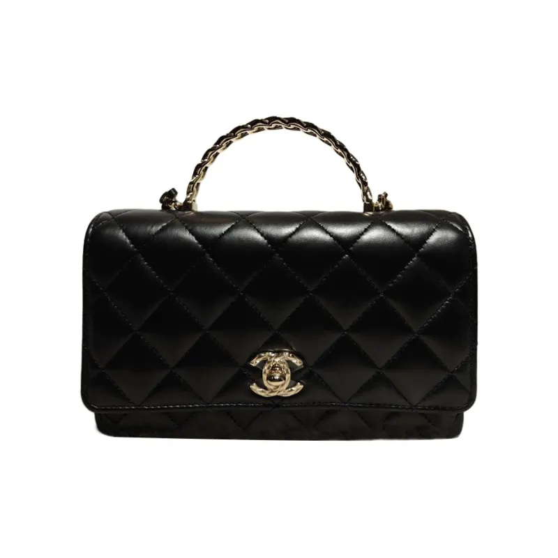 CHANEL WOC Leather Shoulder Bag, Crossbody Bag, Handbag Women's Black-0