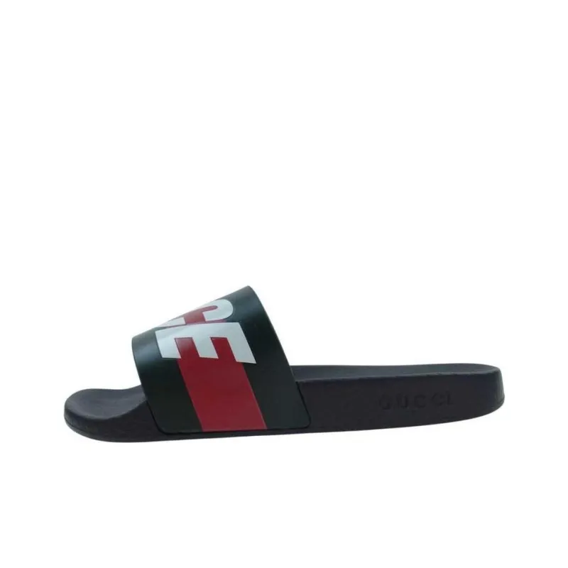 GUCCI Palace X GUCCI Logo Web Slide Sandal Black-0