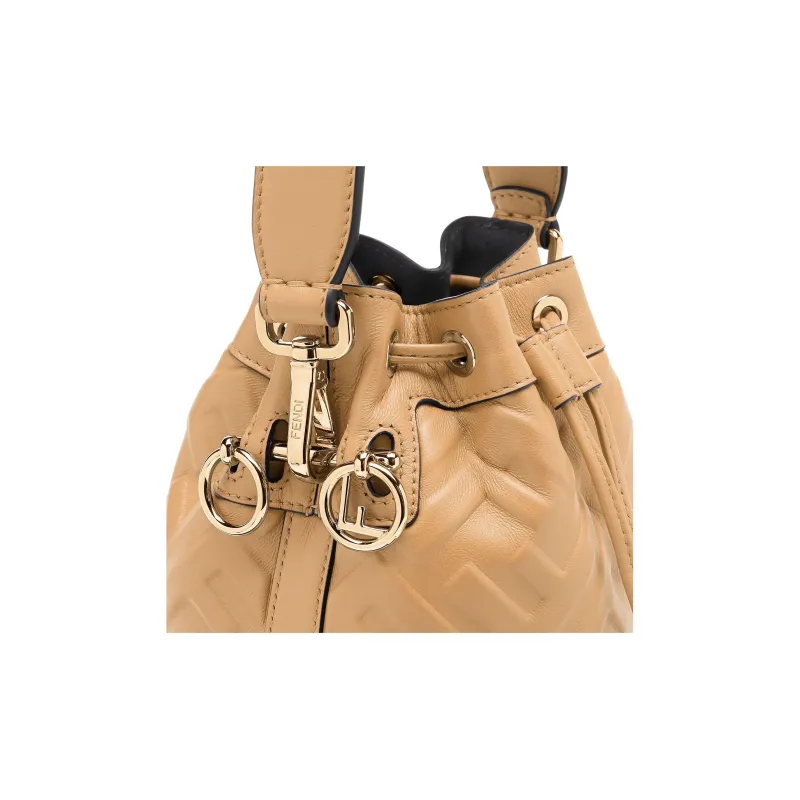 FENDI Mon Tresor Calfskin Bucket Bag, One Shoulder Handbag Mini Women's Beige-4