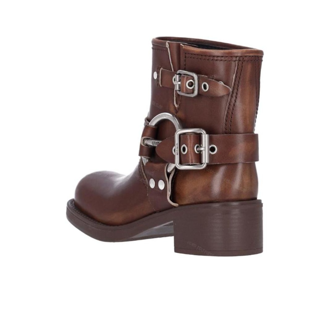 Miu miu leather ankle boots best sale