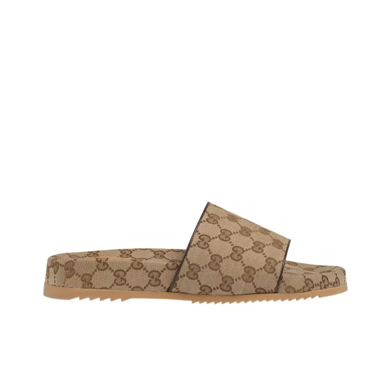 GUCCI Gg Slide Beige Canvas-1