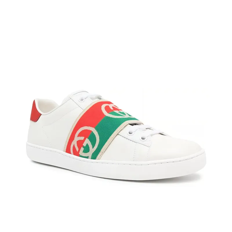 GUCCI Women's Ace Elastic Web 'Interlocking G White Red Green' Women's-2
