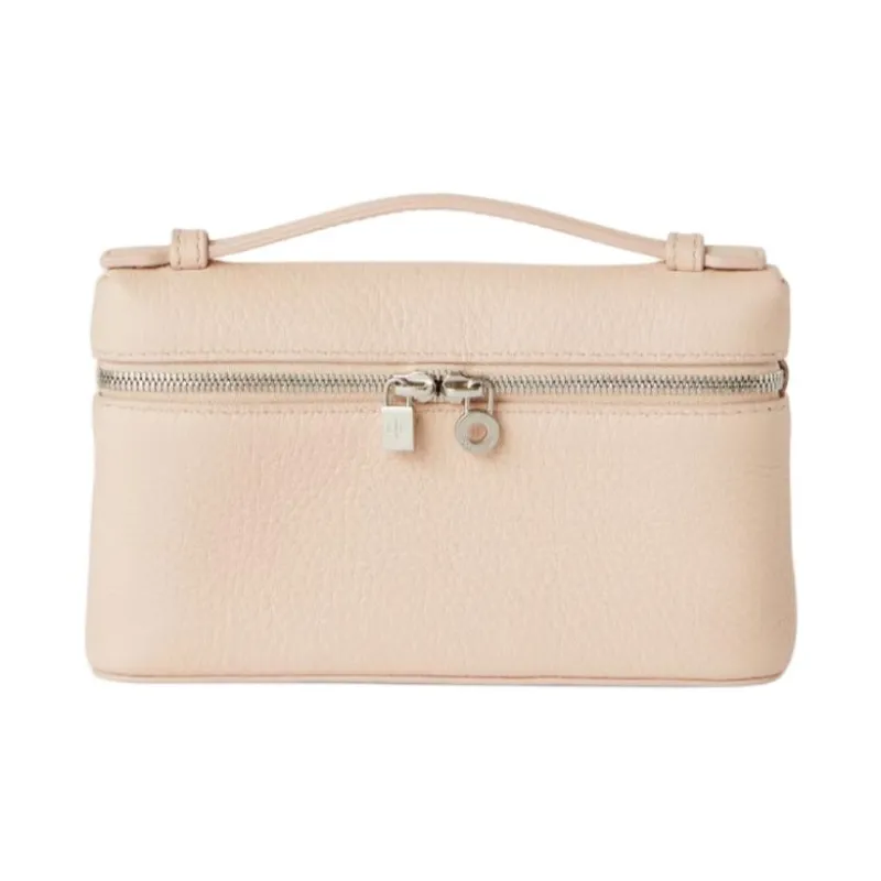 Loro Piana ExtraPocket Stamped Calfskin Clutch Mini Women's Light Beige-0