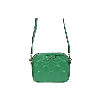 GUCCI GG Matelassé Leather Small Square Camera Bag Shoulder Bags Handbags Small Size Women's Emerald Green