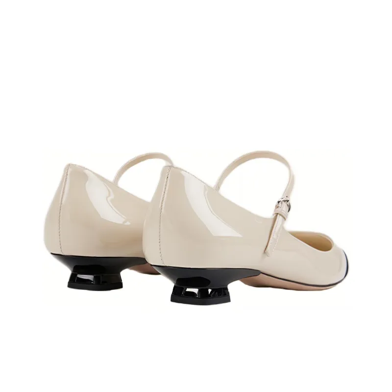 MIU MIU Chunky Heel Mary Jane Shoes Women's White-3