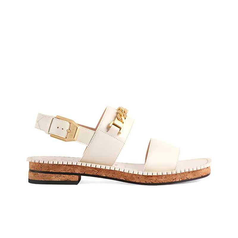 GUCCI Sylvie Chain Beach Sandals Women's White-1
