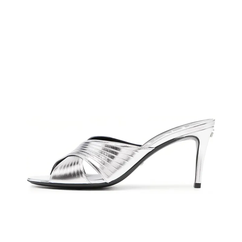 GUCCI Slide Slippers 8cm Women's Silver-0