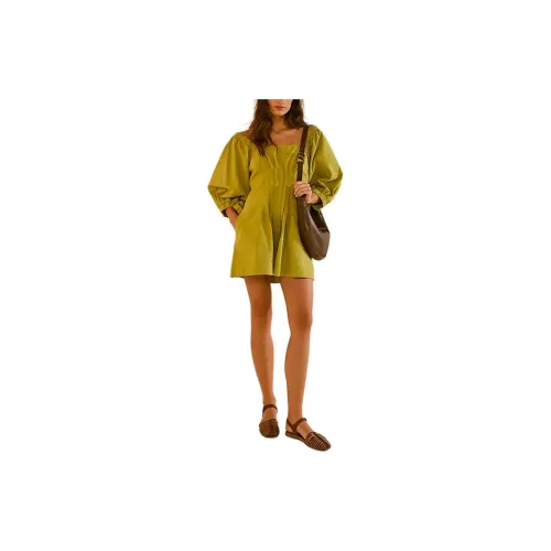 FREE PEOPLE Short-Sleeved Dresses Women's Gilded Lime/Gold-Plated Yellow Green