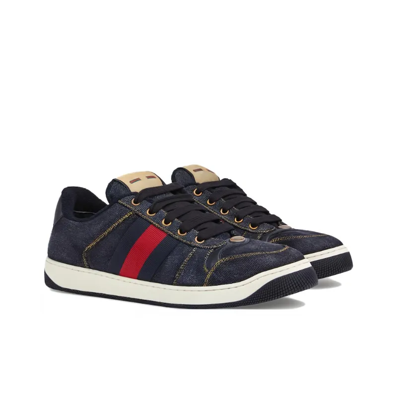 GUCCI Screener Denim Lace-up Sneakers-2