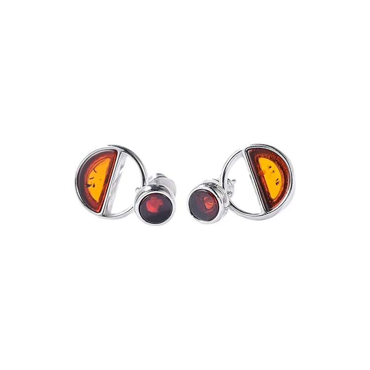 S&A Amber/Beeswax Fine Jade Stud Earrings Women's-0