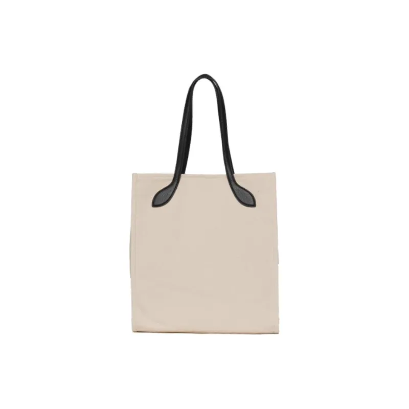 BALLY Fabric With Cow Leather Tote Bag Shopping Bag Shoulder Bag Crossbody Bag Handbag Small Size Women's Natural-4